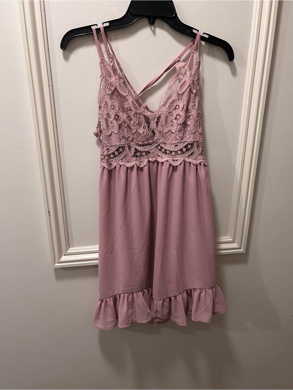 Lace Bodice Mini Dress in Dusty Pink